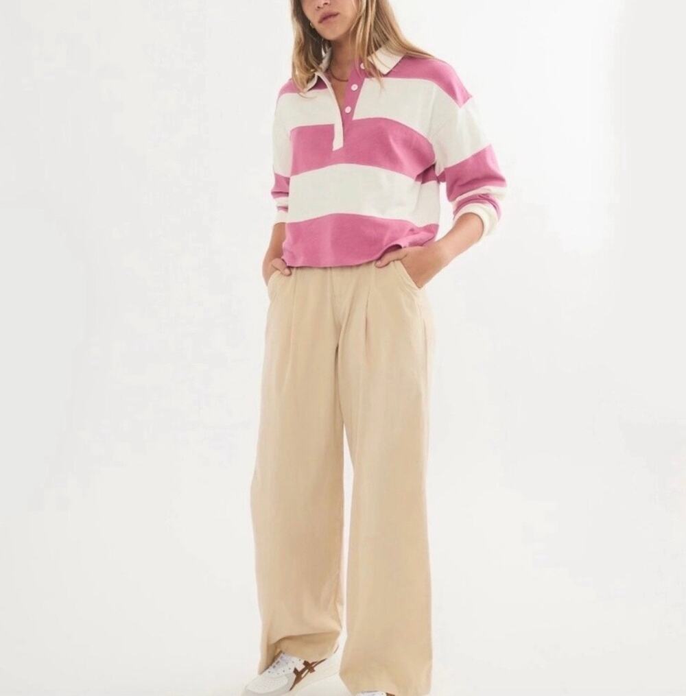NWT Marine Layer Flora Corduroy Trouser Stone Wide Leg Pants Size 2